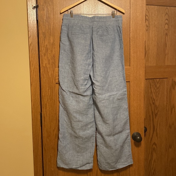 Athleta Cabo wide leg blue linen pants size 14 - Picture 2 of 3